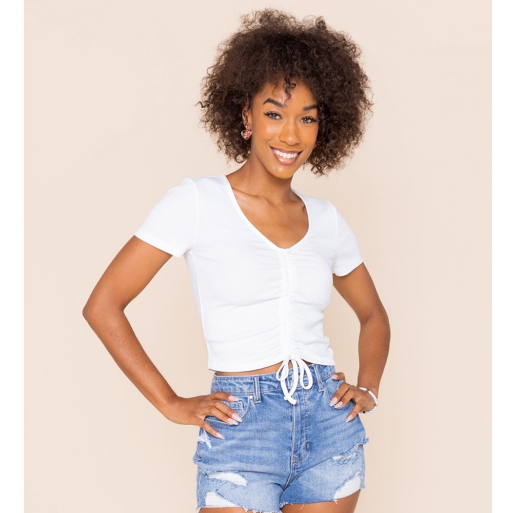 Zara Ruched Crop Shirt Top